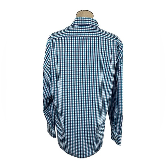 J. Crew Thompson Shirtings Collection Teal Blue White Plaid Button Down Size L - Picture 2 of 7